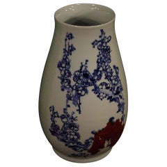Chinese Vase in Painted Ceramic, 21st Century