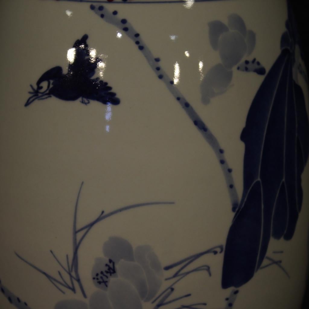Chinese Vase in Painted Ceramic with Floral and Animal Decorations, 21st Century For Sale 6