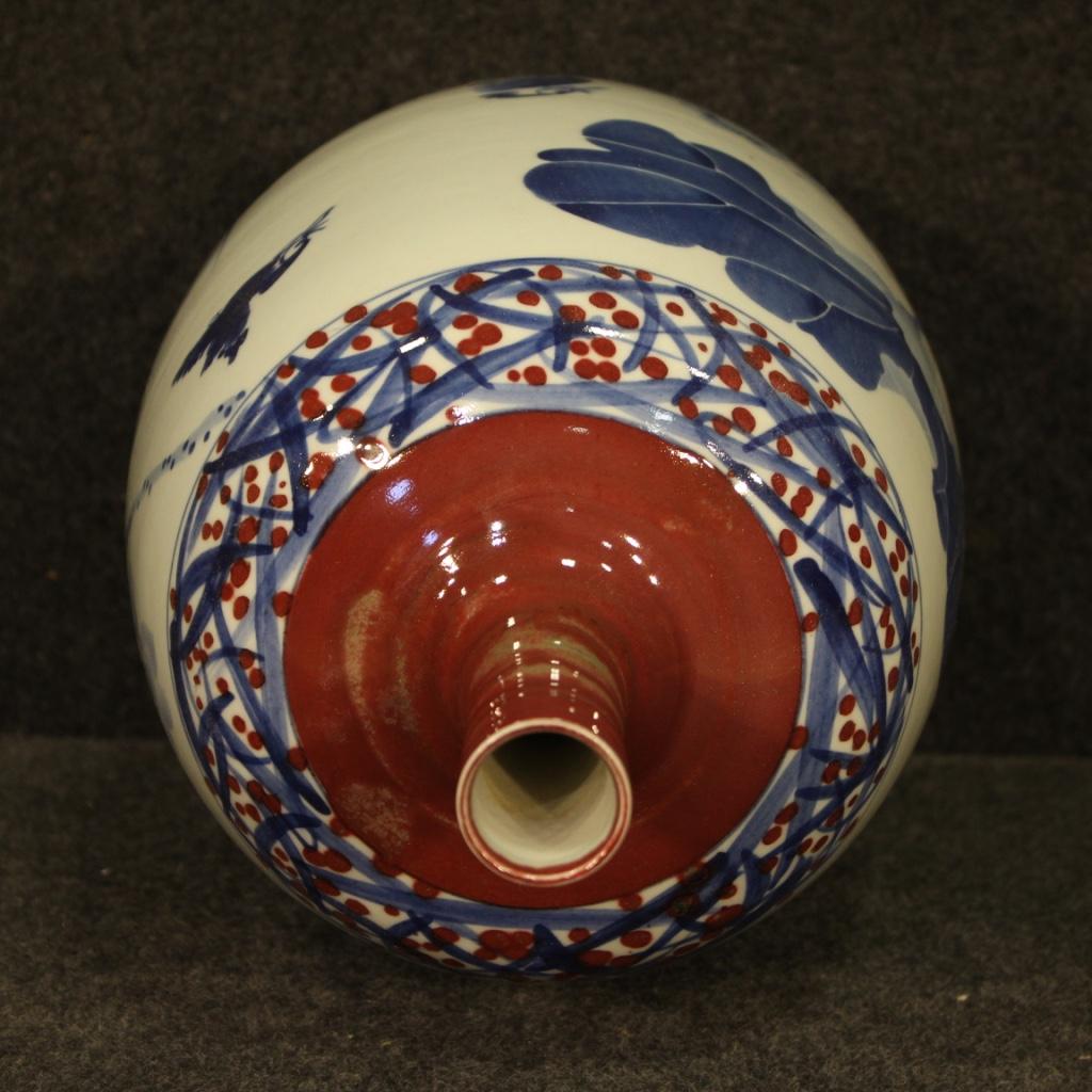 Chinese Vase in Painted Ceramic with Floral and Animal Decorations, 21st Century For Sale 1