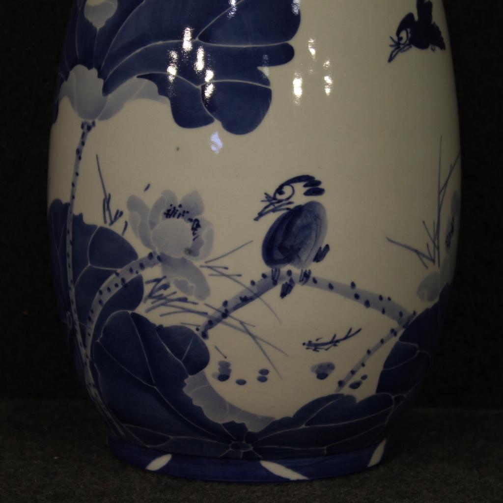 Chinese Vase in Painted Ceramic with Floral and Animal Decorations, 21st Century For Sale 2