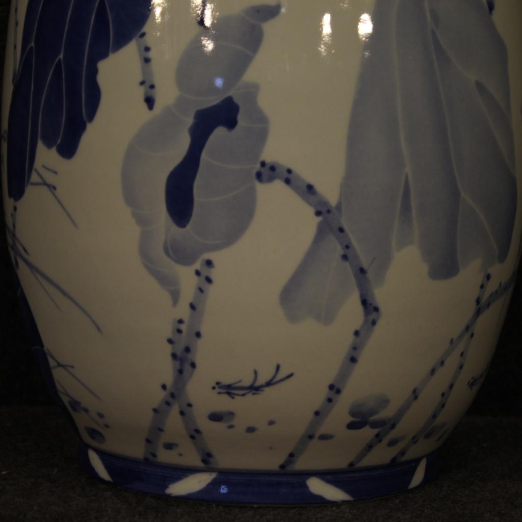Chinese Vase in Painted Ceramic with Floral and Animal Decorations, 21st Century For Sale 4