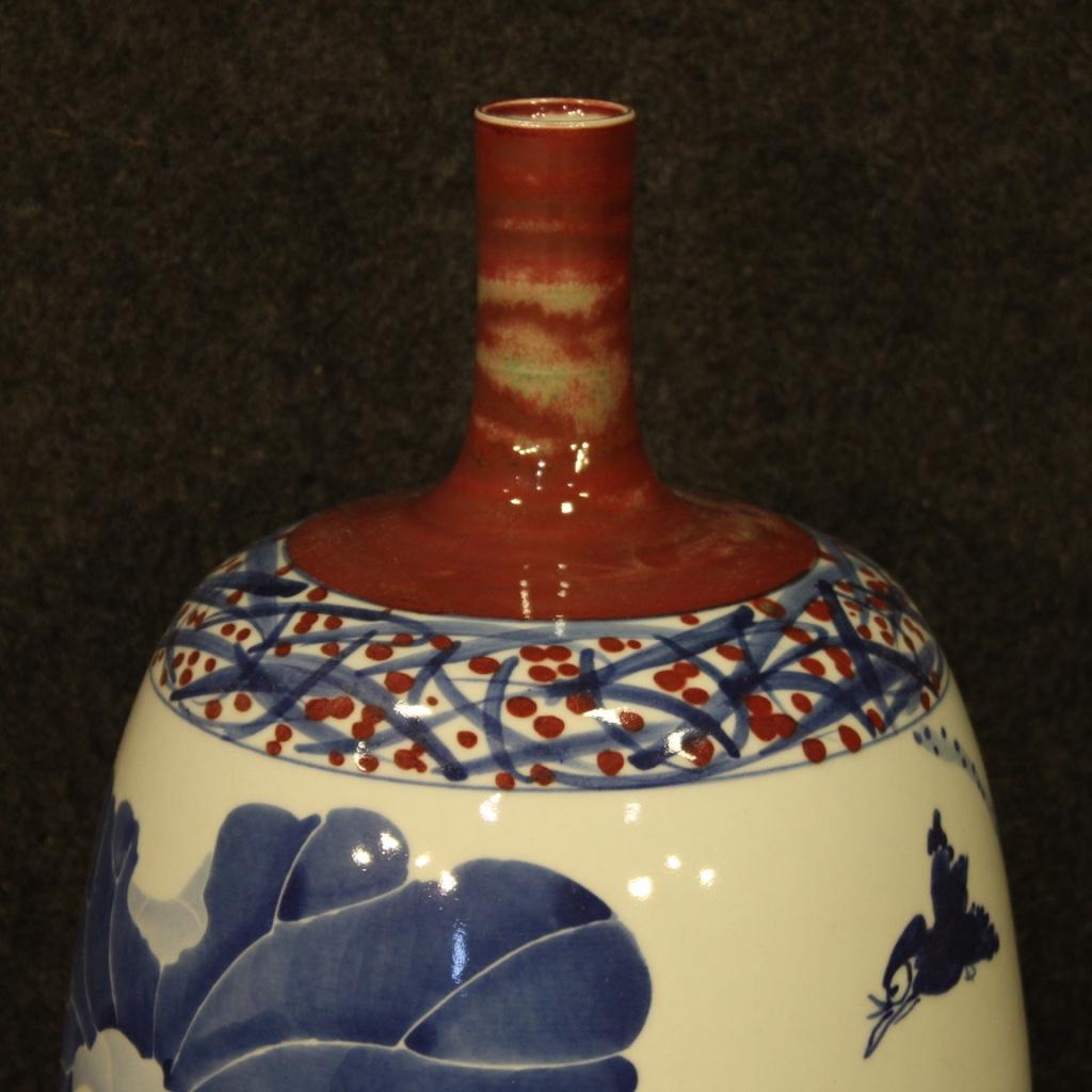 Chinese Vase in Painted Ceramic with Floral and Animal Decorations, 21st Century For Sale 5