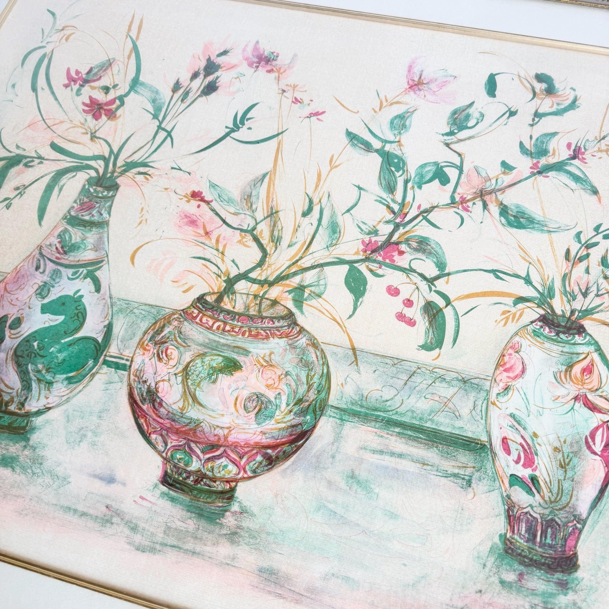 “Chinese Vase” Signed Limited Edition Lithograph by Edna Hibel In Good Condition For Sale In Delray Beach, FL
