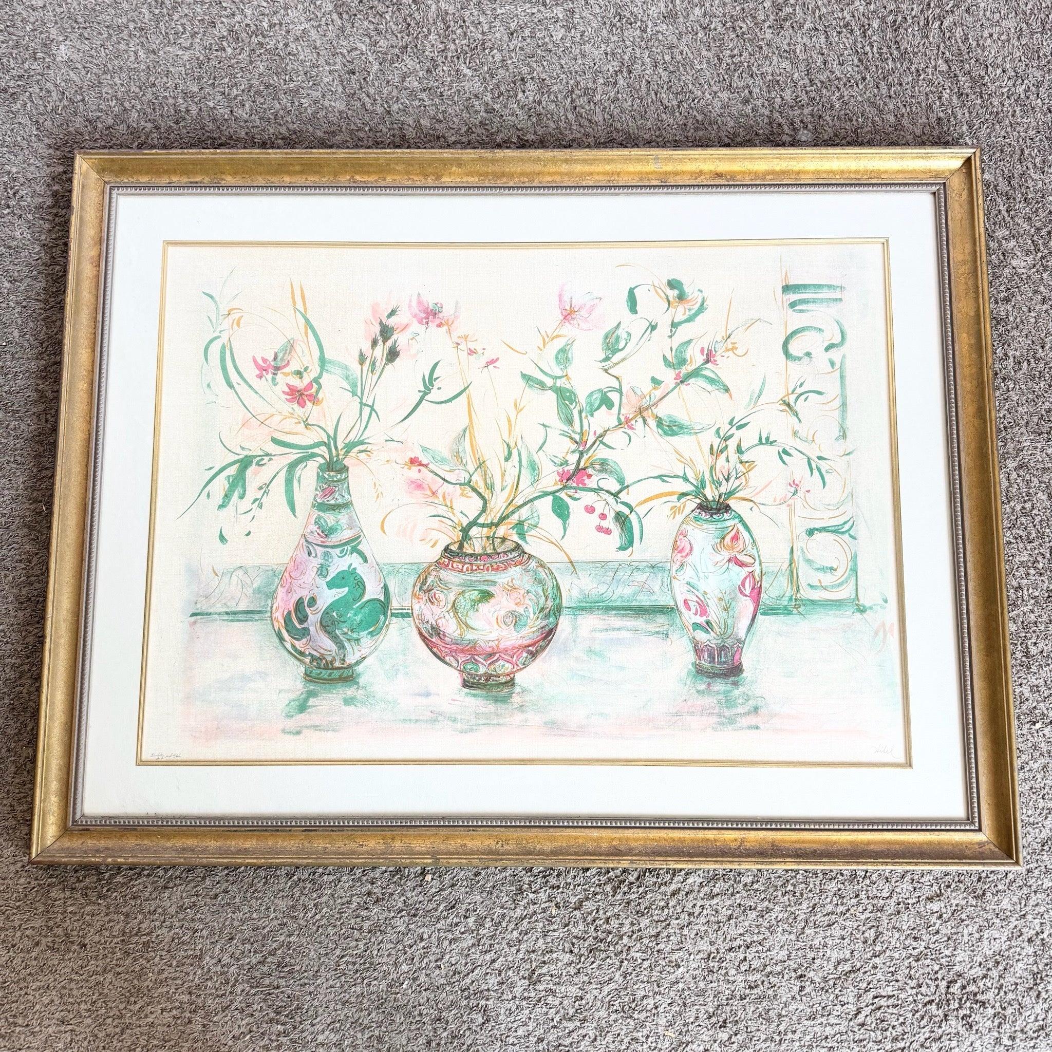 “Chinese Vase” Signed Limited Edition Lithograph by Edna Hibel For Sale