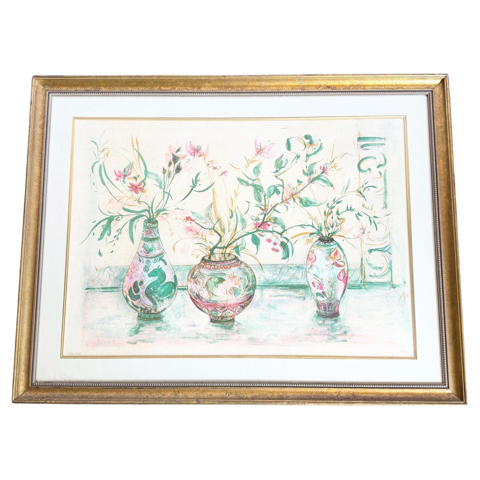 "Chinesische Vase" Signierte Lithographie in limitierter Auflage von Edna Hibel im Angebot