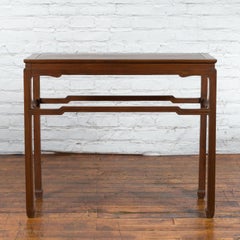 Chinese Vintage Altar Console Table with Humpback Stretchers and Horse Hoof Feet