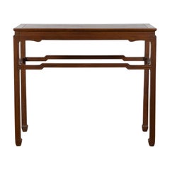 Chinese Vintage Altar Console Table with Humpback Stretchers and Horse Hoof Feet