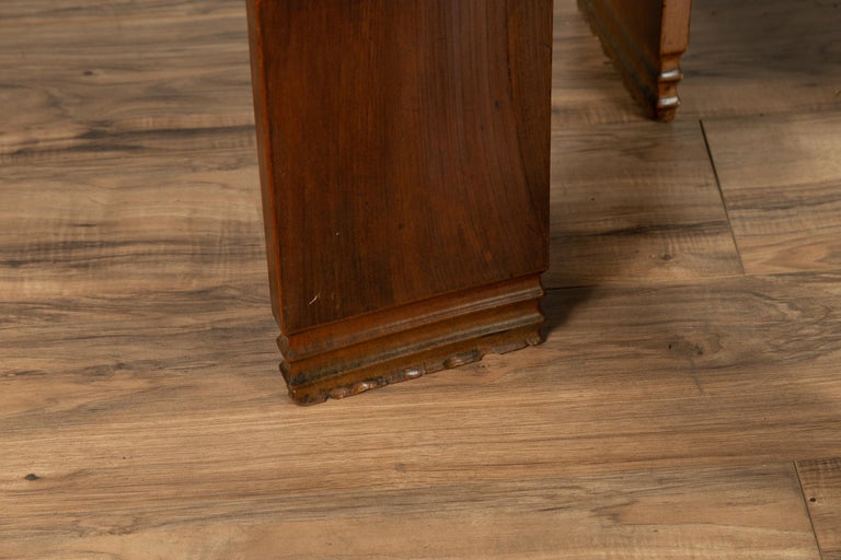 Chinese Vintage Art Deco Ribbed Game Table with Pull-Out Drawers and ...