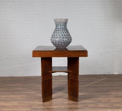 Tavolo da gioco a coste Art Deco anni '30 con cassetti estraibili e gambe inclinate