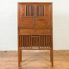 Vintage Cabinet with Fretwork Design, Doors and Drawers