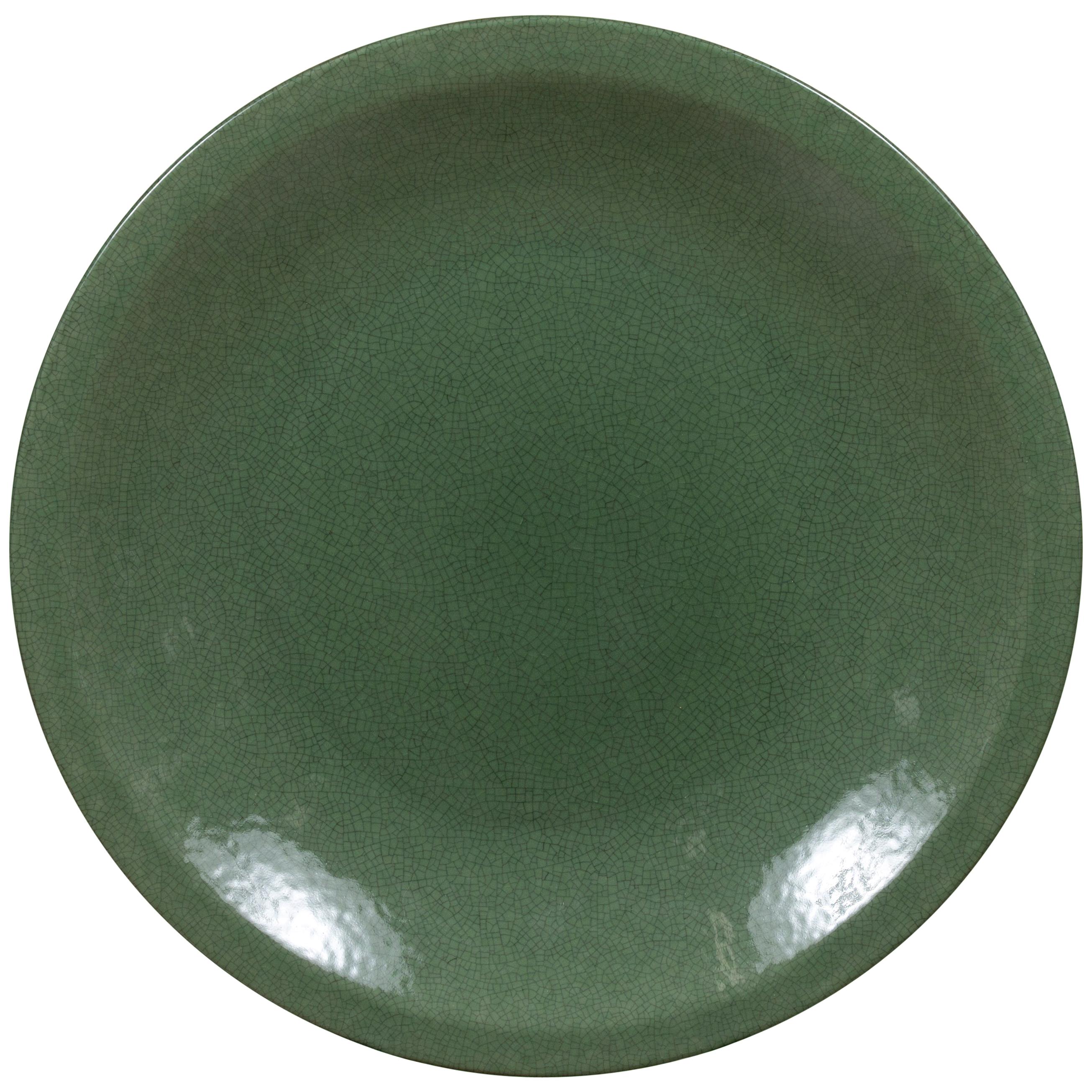 Chinese Vintage Celadon Ceramic Charger Plate from the 1980s