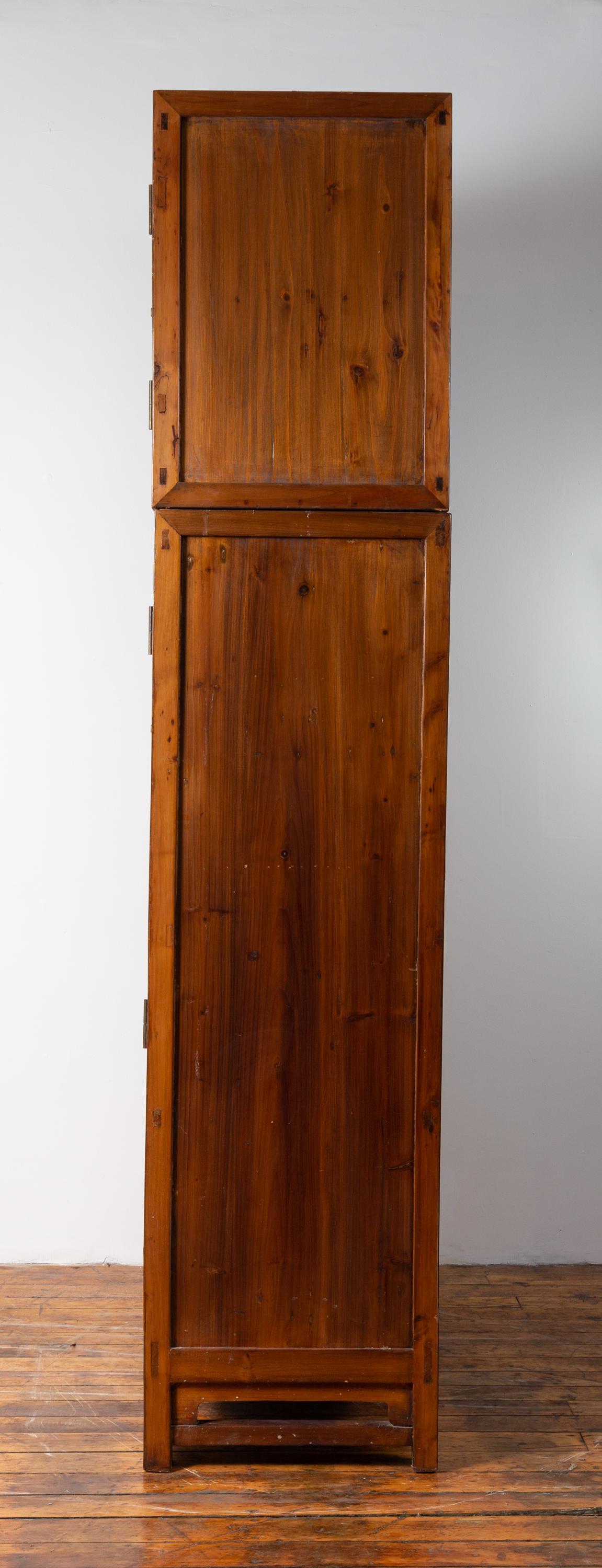 Vintage Elm Wood Compound Two-Part Wedding Wardrobe with Doors and Drawers For Sale 1