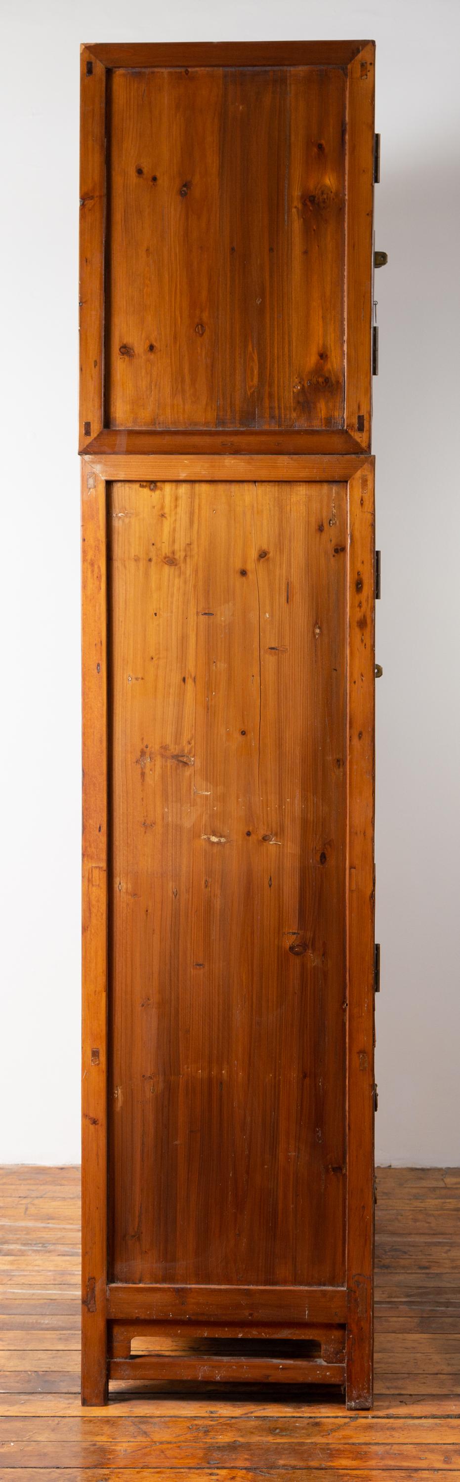 20th Century Vintage Elm Wood Compound Two-Part Wedding Wardrobe with Doors and Drawers For Sale