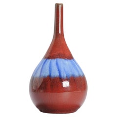 Chinese Vintage Flambe and Blue Porcelain Vase China Monochrome 20th Century