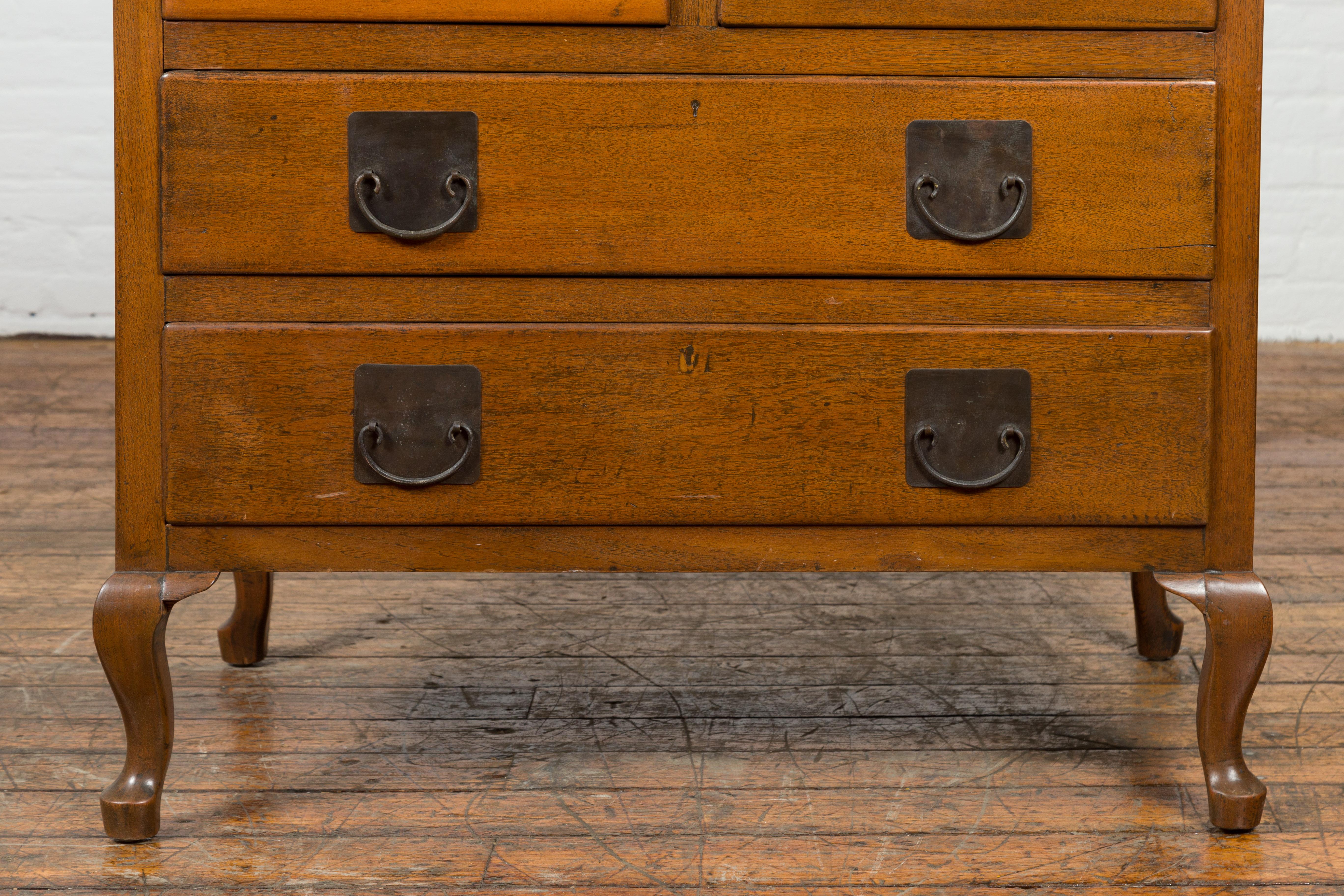 Chinese Vintage Four-Drawer Chest with Caramel Patina and Iron Hardware For Sale 5