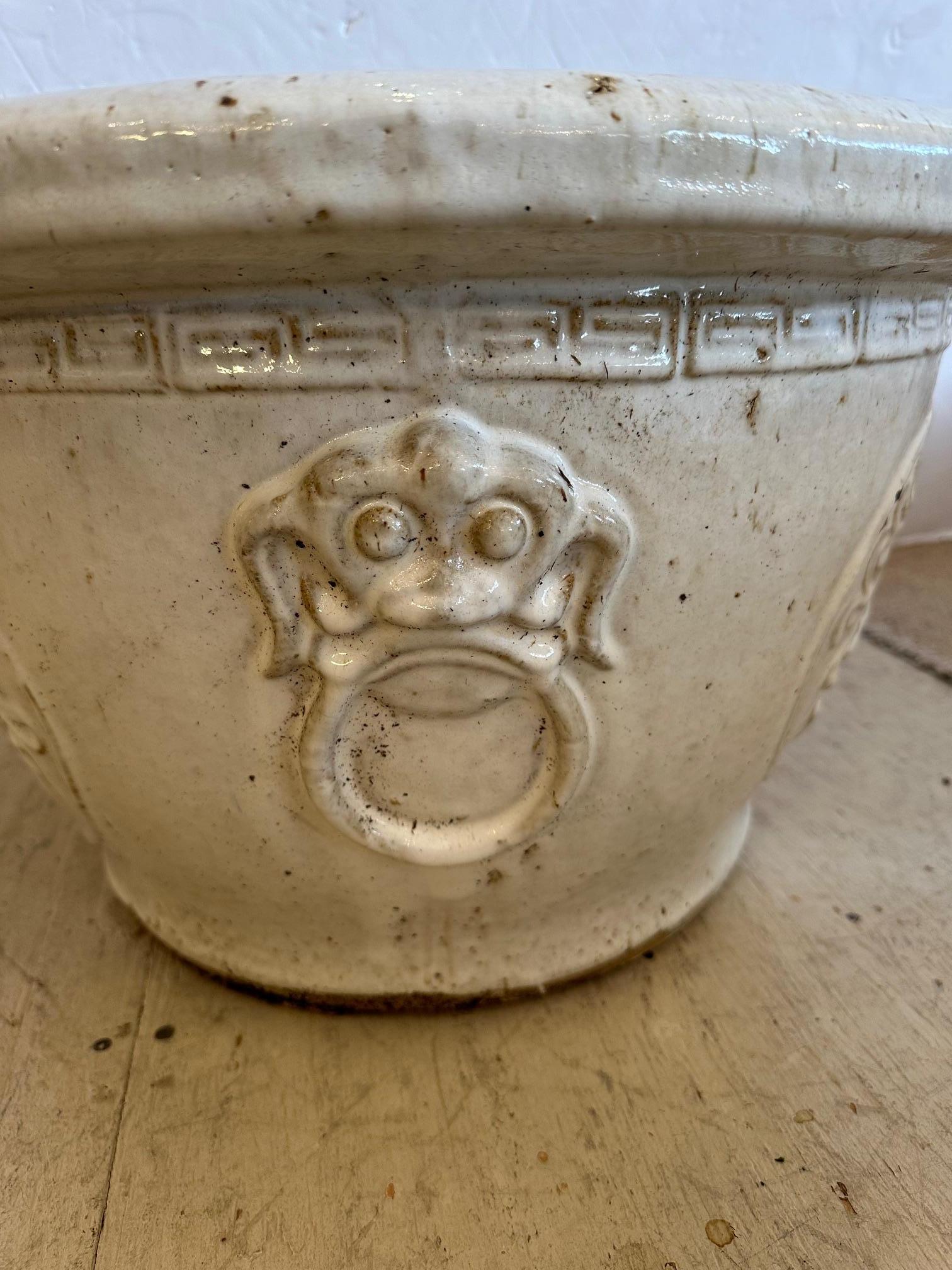 Jardinière chinoise vintage en grès émaillé Jardinaire en vente 1