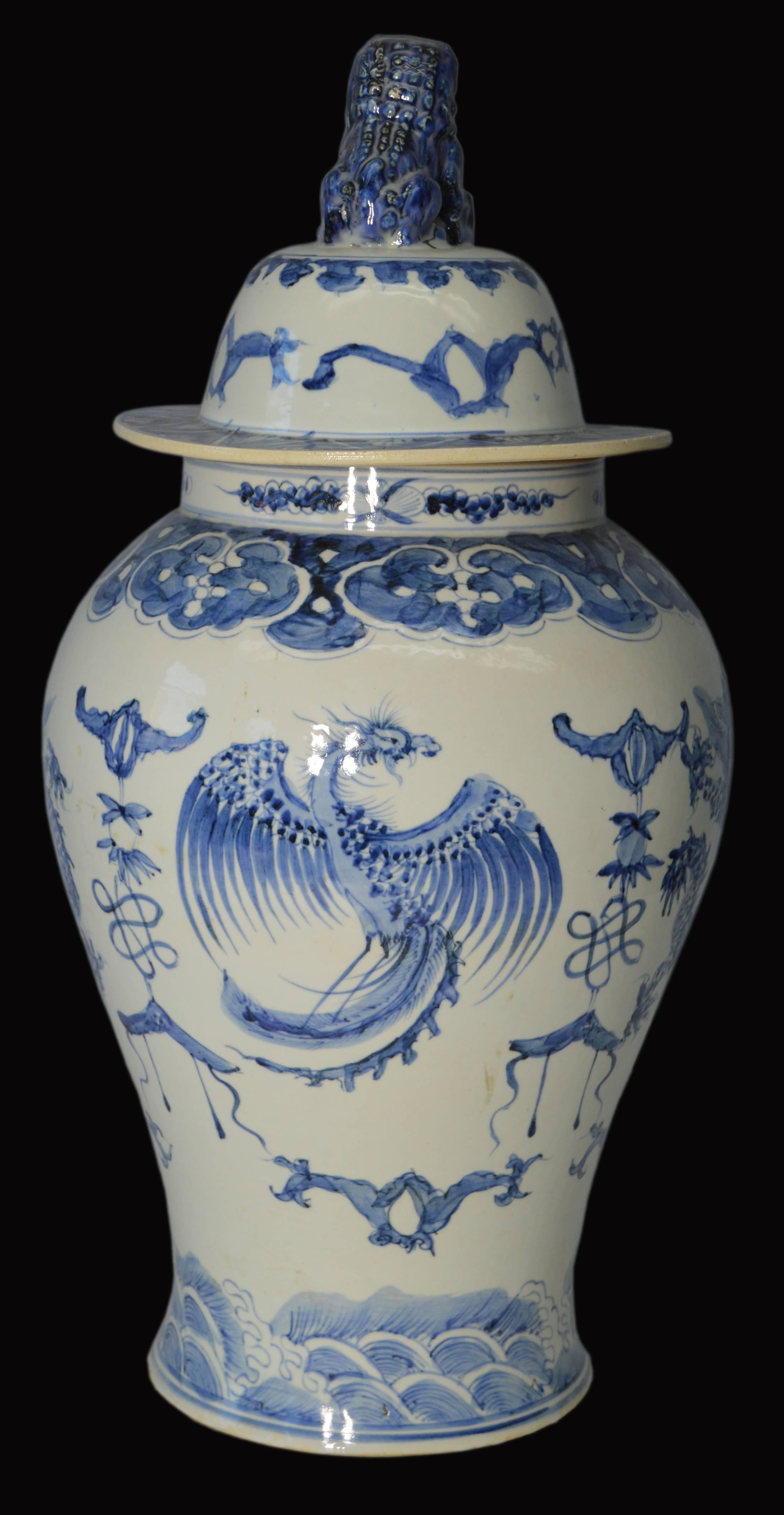 Chinese Vintage Hand-Painted Blue and White Porcelain Vase with Dragon 3