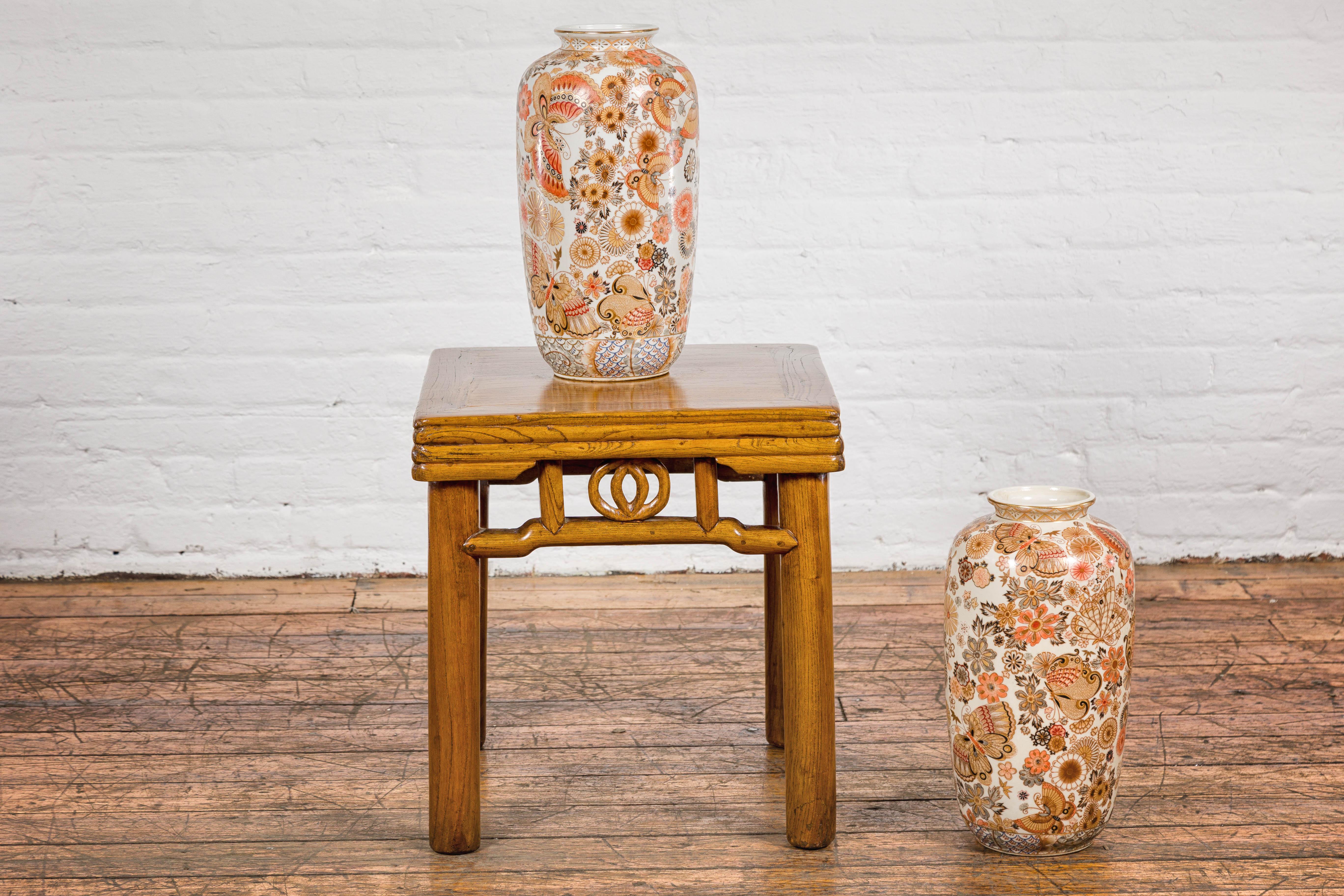 Chinesische Vintage-Vase im japanischen Kutani-Stil mit Blumen und Schmetterlingen, Vintage im Angebot 10