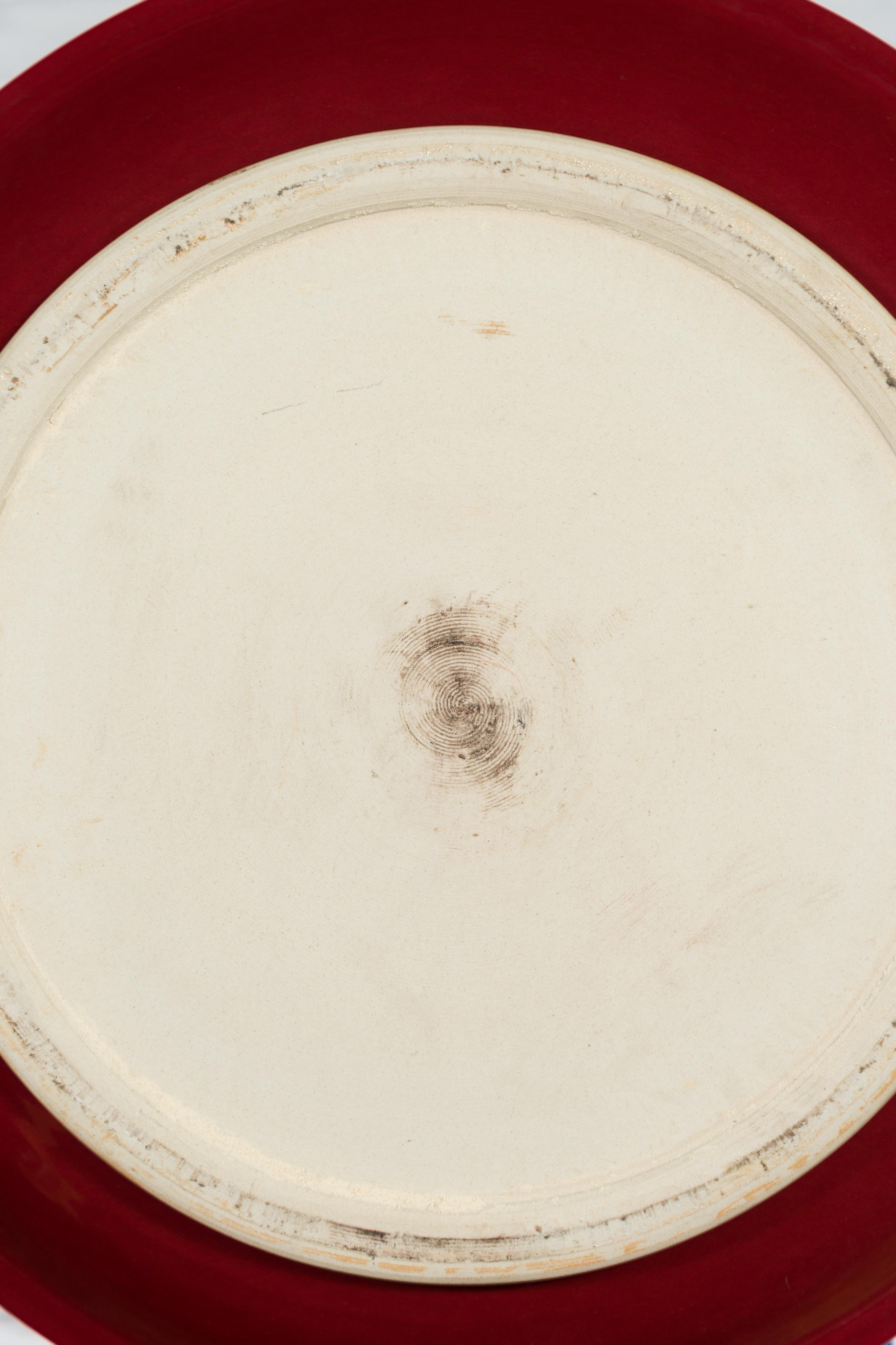 Chinese Vintage Large Porcelain Platter with Oxblood Color For Sale 14