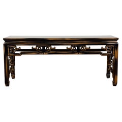 Chinese Retro Black and Brown Low Console Table