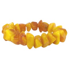 Chinese Vintage Natural Form Polished Beeswax Bracelet Intense Yellow Color