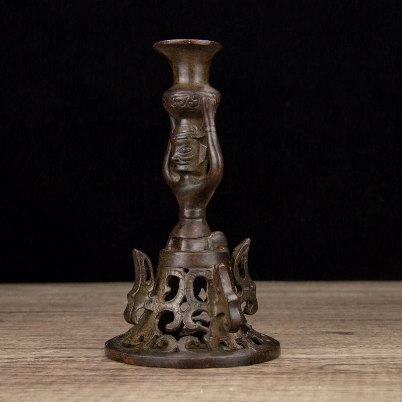 Chinese Vintage Old Bronze Candlestick  For Sale 6