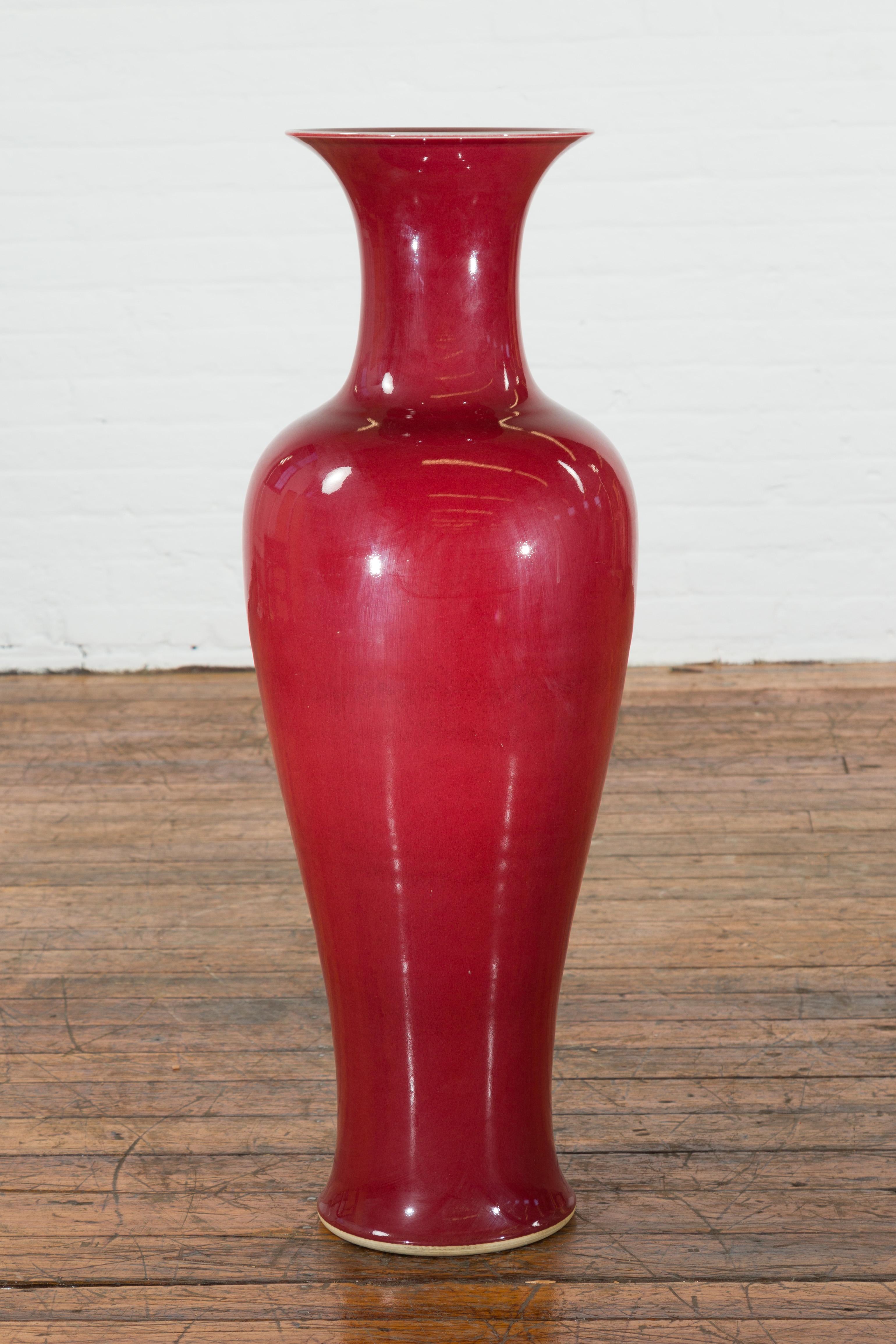 Chinese Vintage Oxblood Altar Vase with Flaring Neck, Several Available For Sale 1