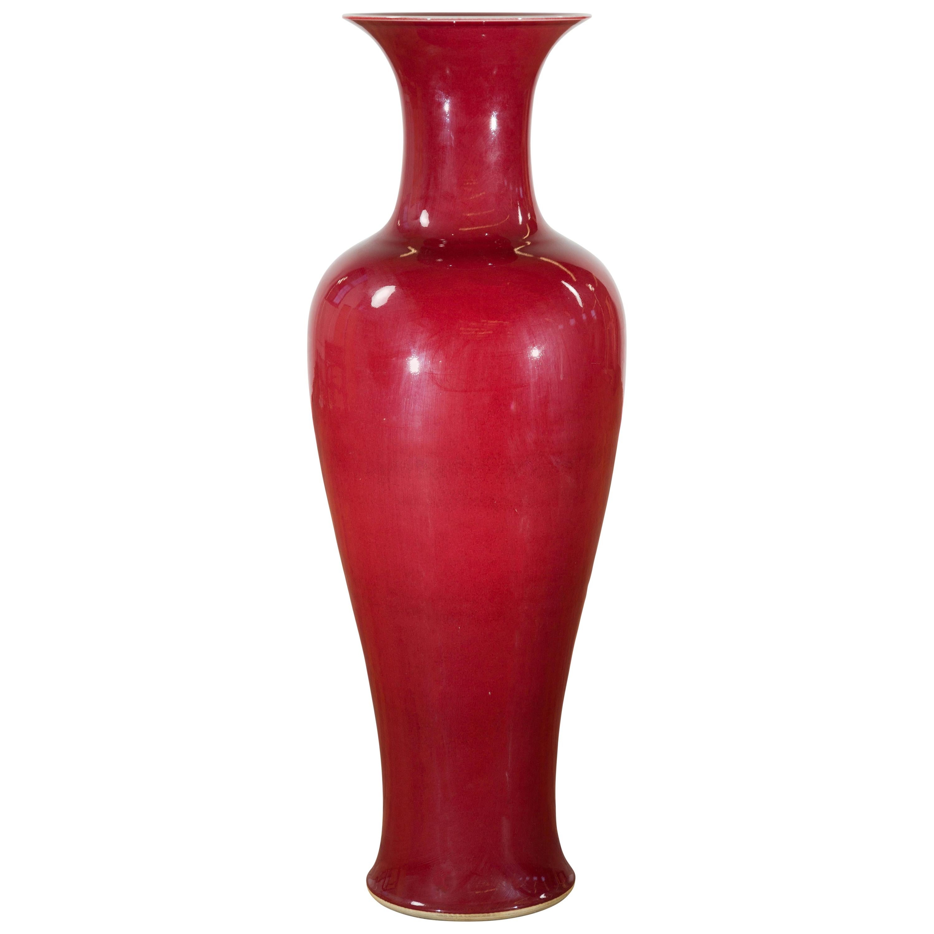Chinese Vintage Oxblood Altar Vase with Flaring Neck, Several Available