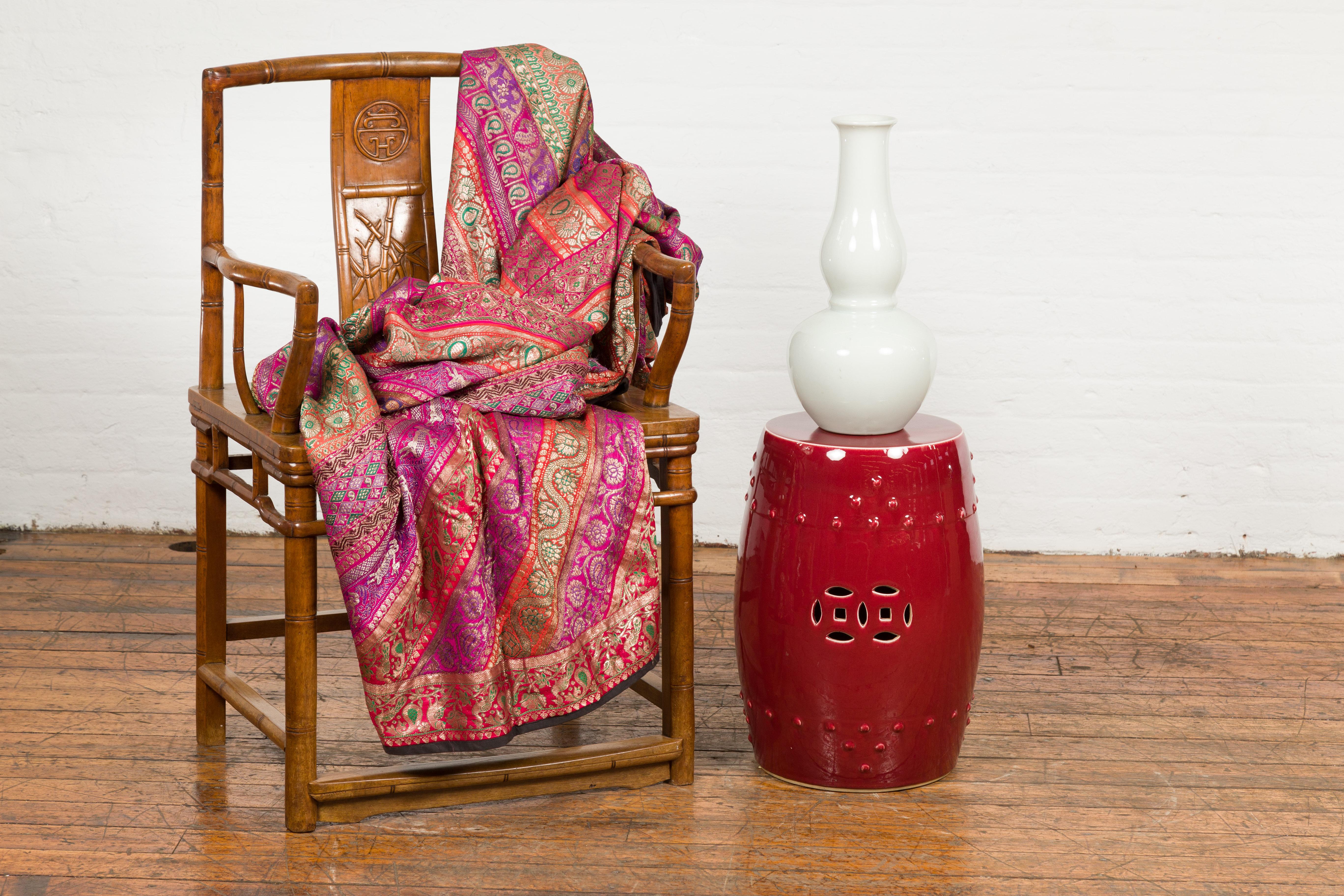 red garden stool