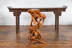 Vintage Pedestal Made from a Tree Root with Natural Lacquer Finish