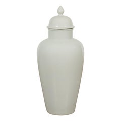 White Porcelain Vintage Vase with Lid
