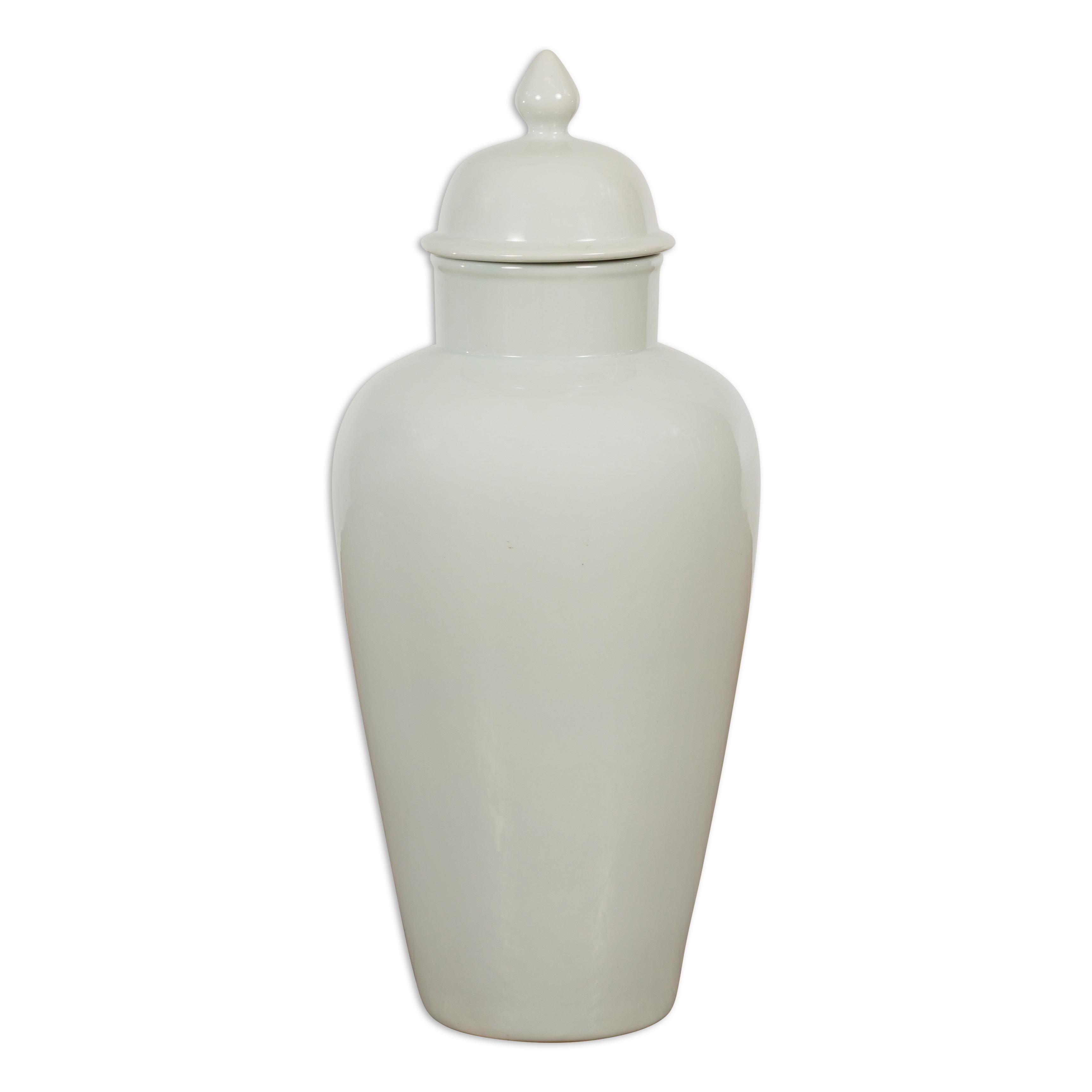 White Porcelain Vintage Vase with Lid For Sale 1