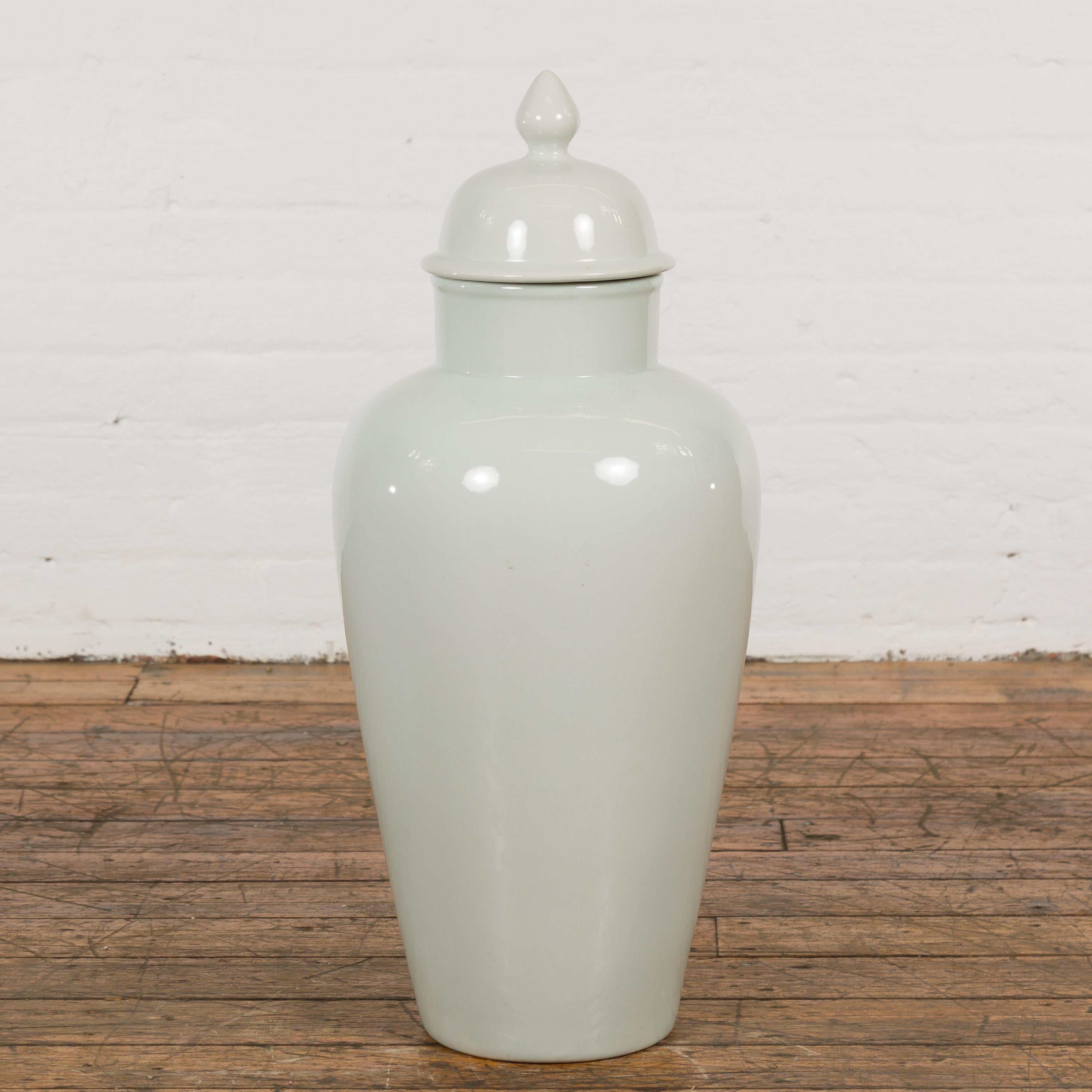 White Porcelain Vintage Vase with Lid For Sale 2