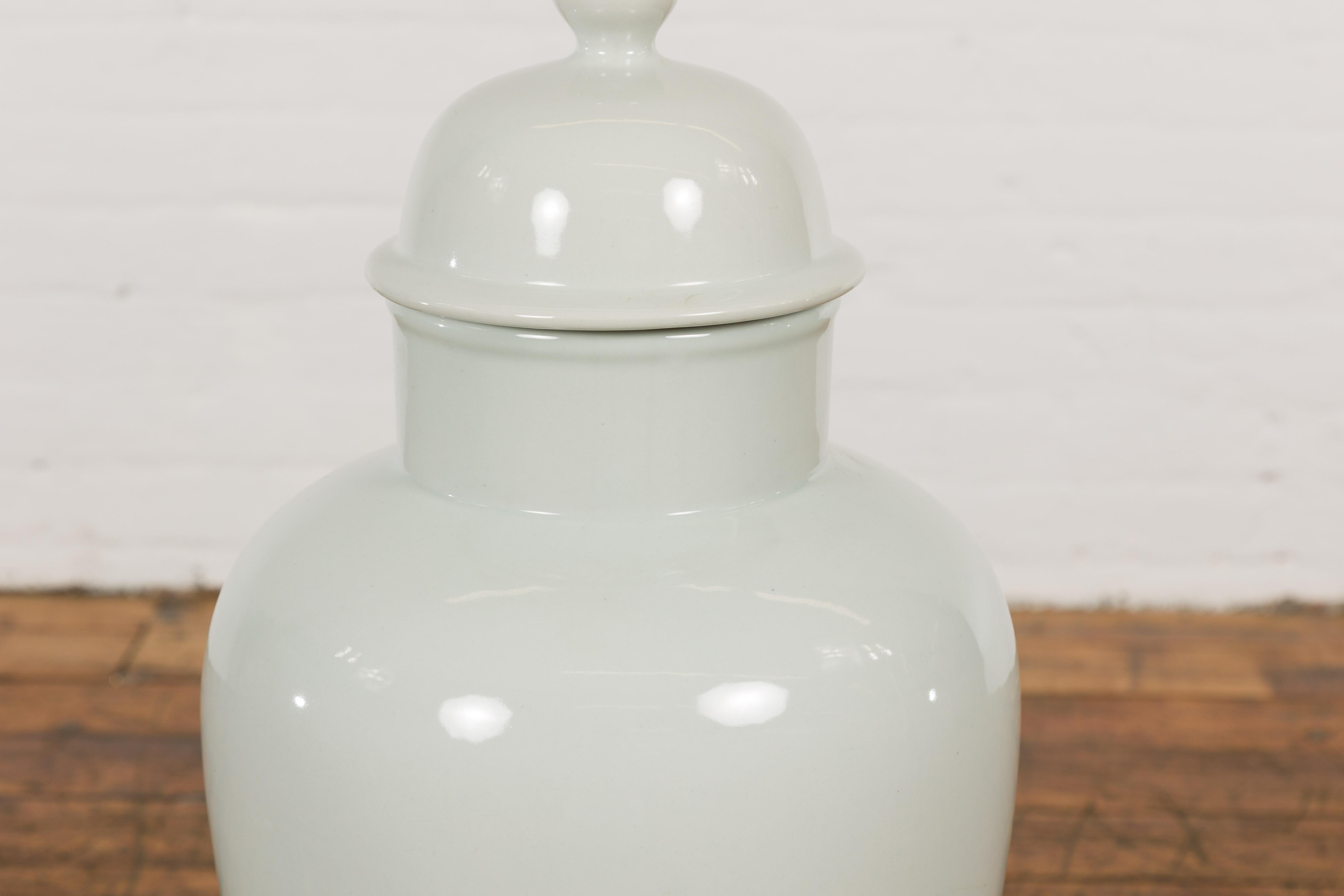 White Porcelain Vintage Vase with Lid For Sale 4