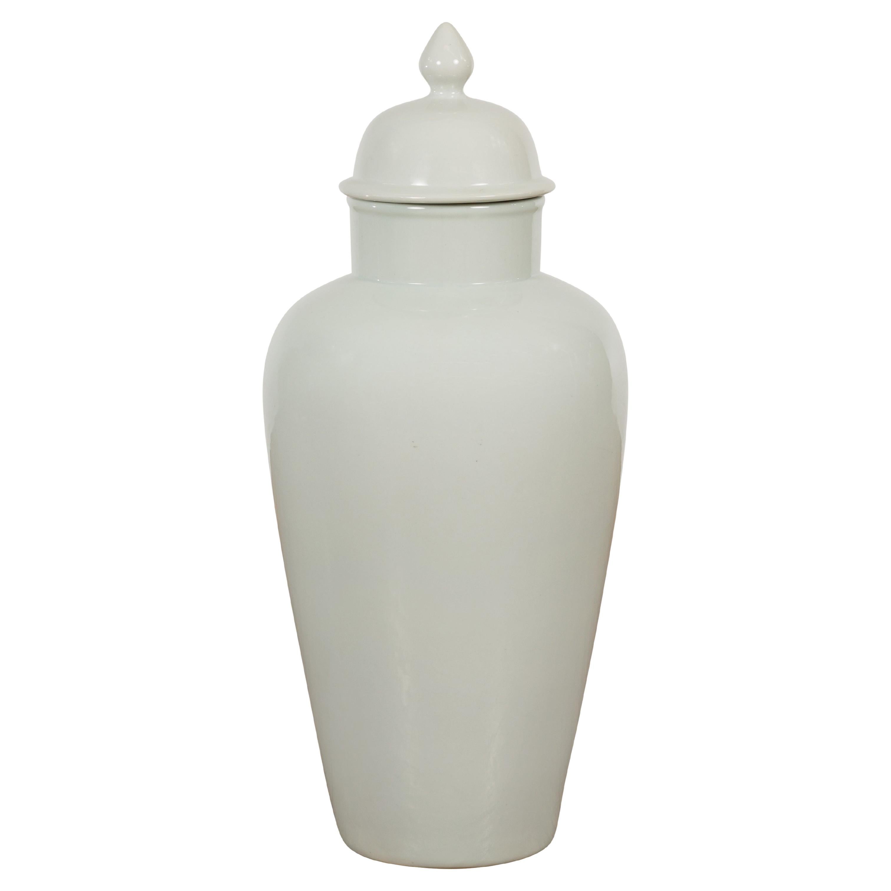 White Porcelain Vintage Vase with Lid