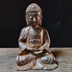 Chinese Vintage Rare Iron Zazen Buddha Statue