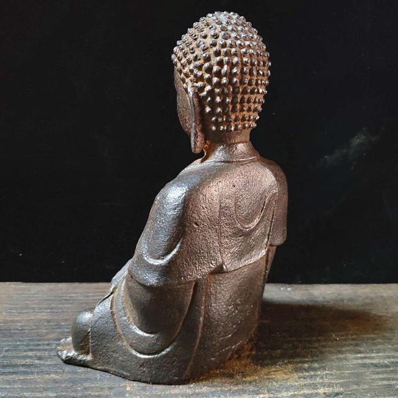 Seltene eiserne Zazen-Buddha-Statue aus Zazen, chinesische Vintage im Angebot 2