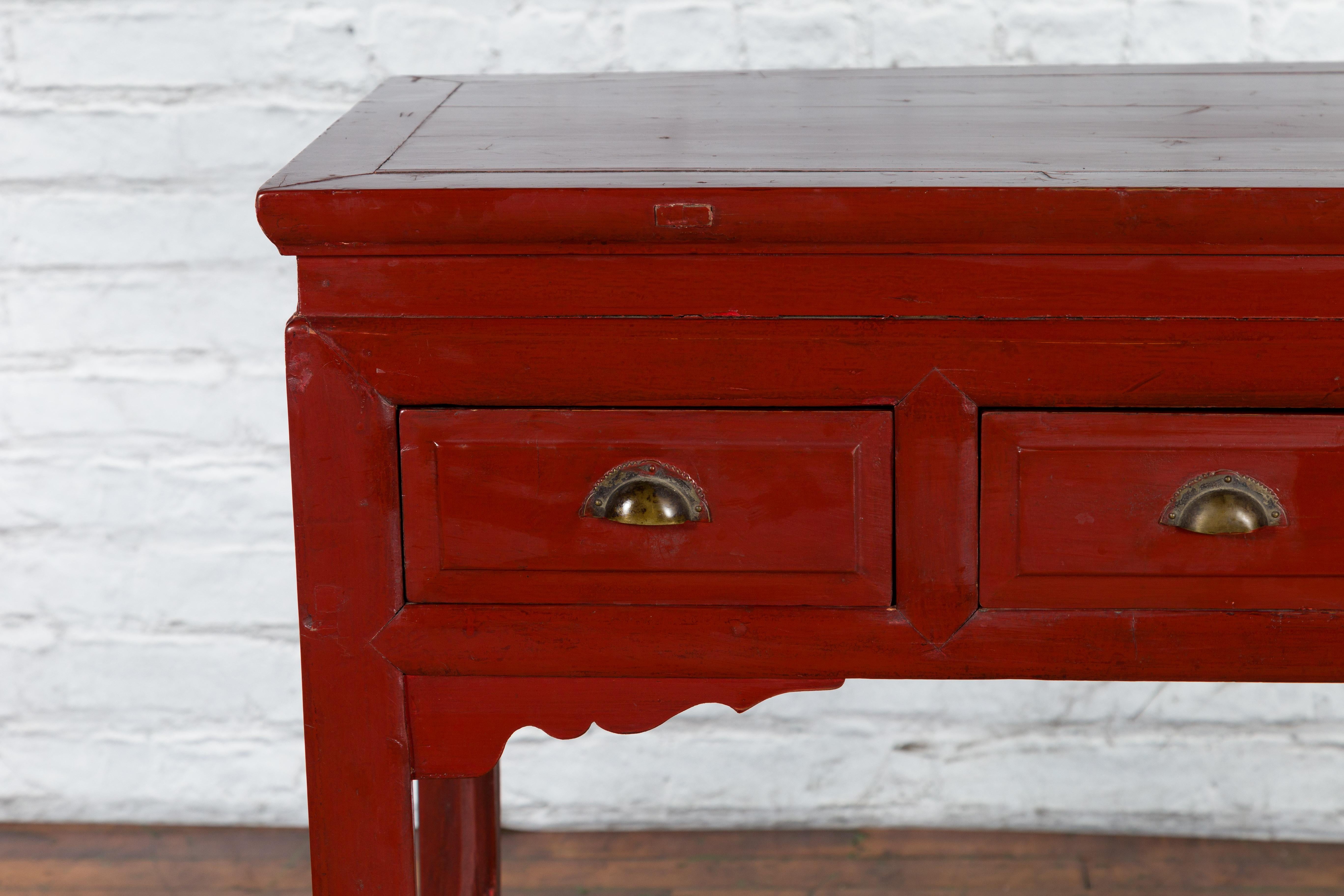 red chinese console table