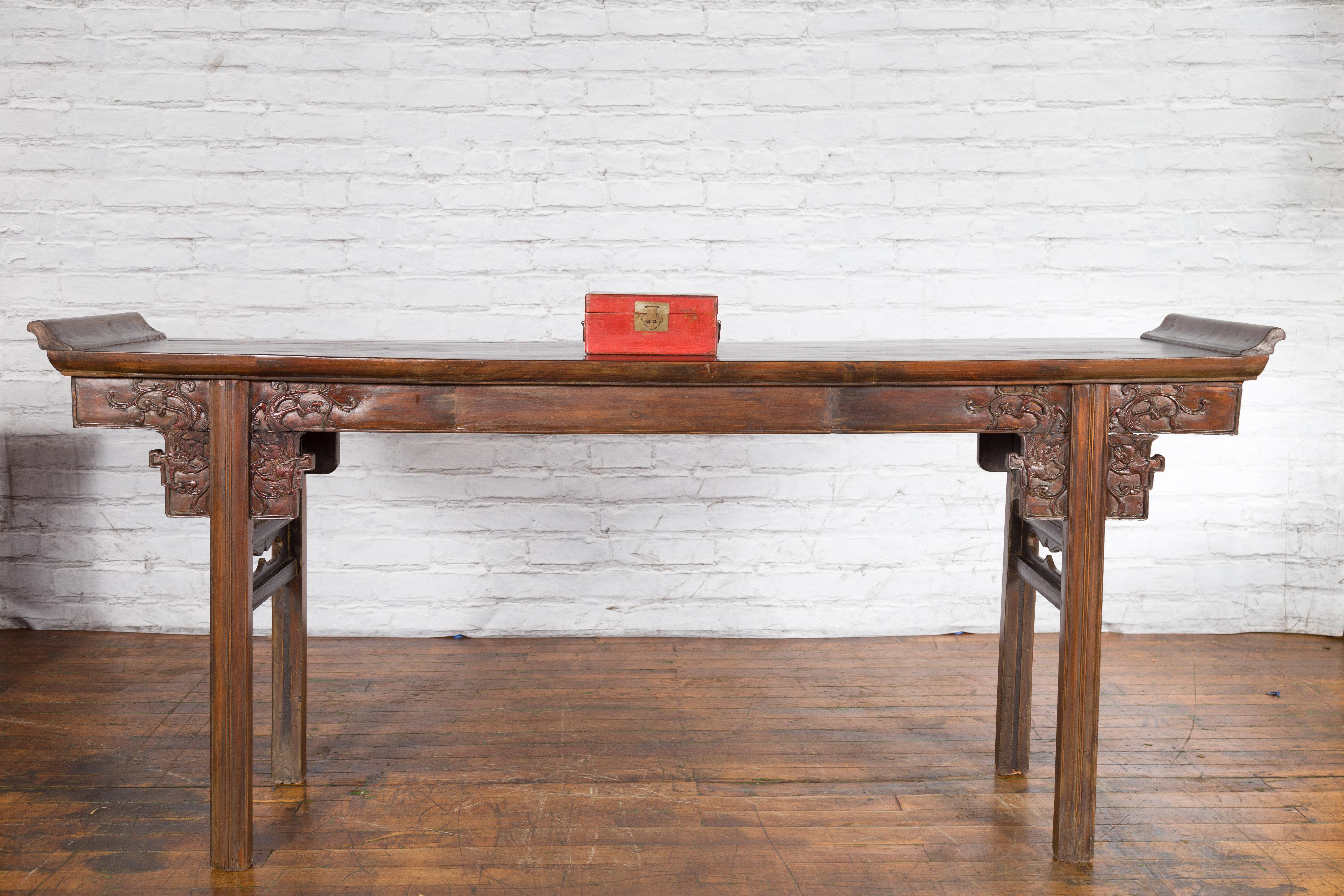 20th Century Chinese Vintage Red Lacquered Document Box with Brass Hardware