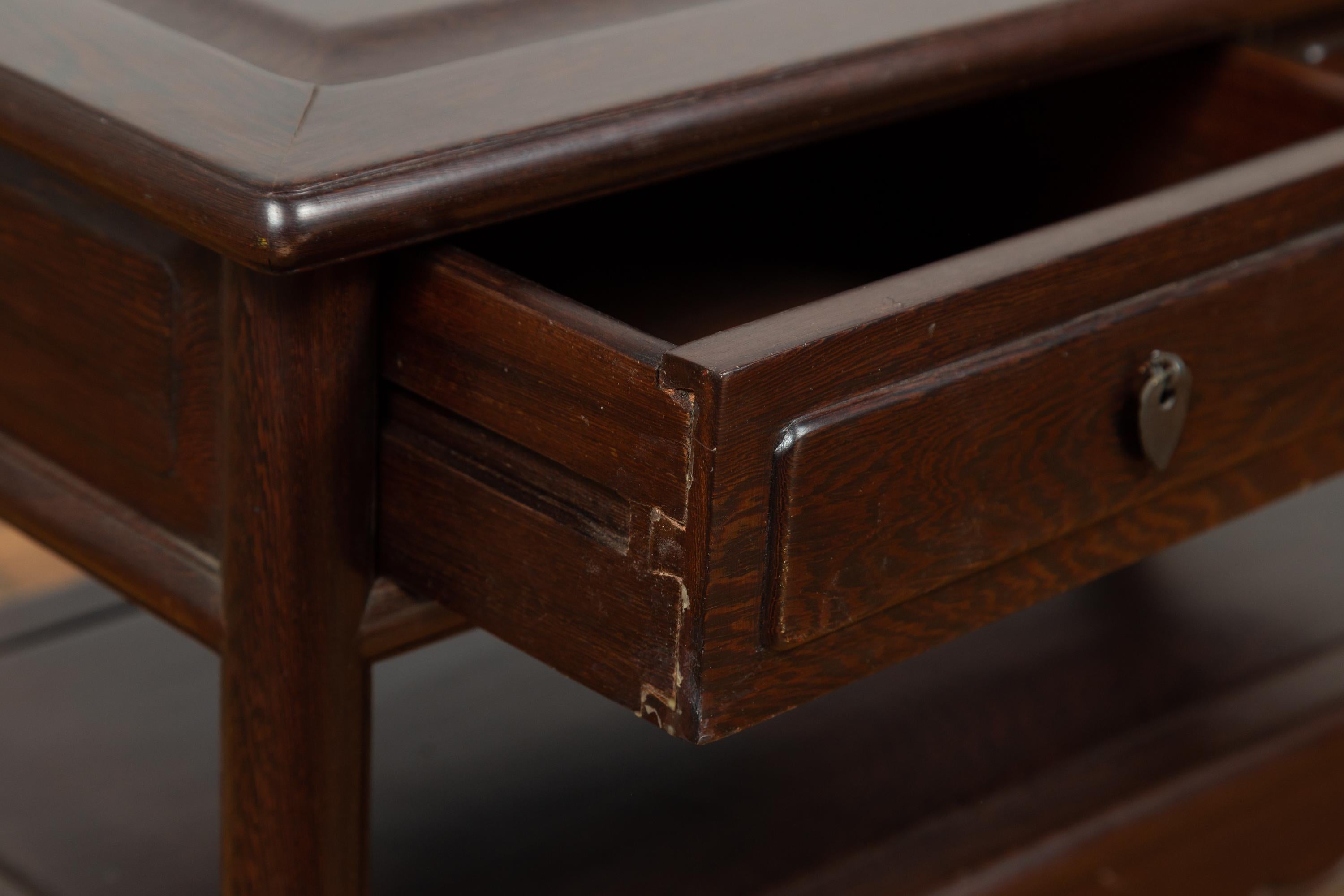 Chinese Vintage Rosewood Low Side Table with Two Drawers and Shelf For Sale 4