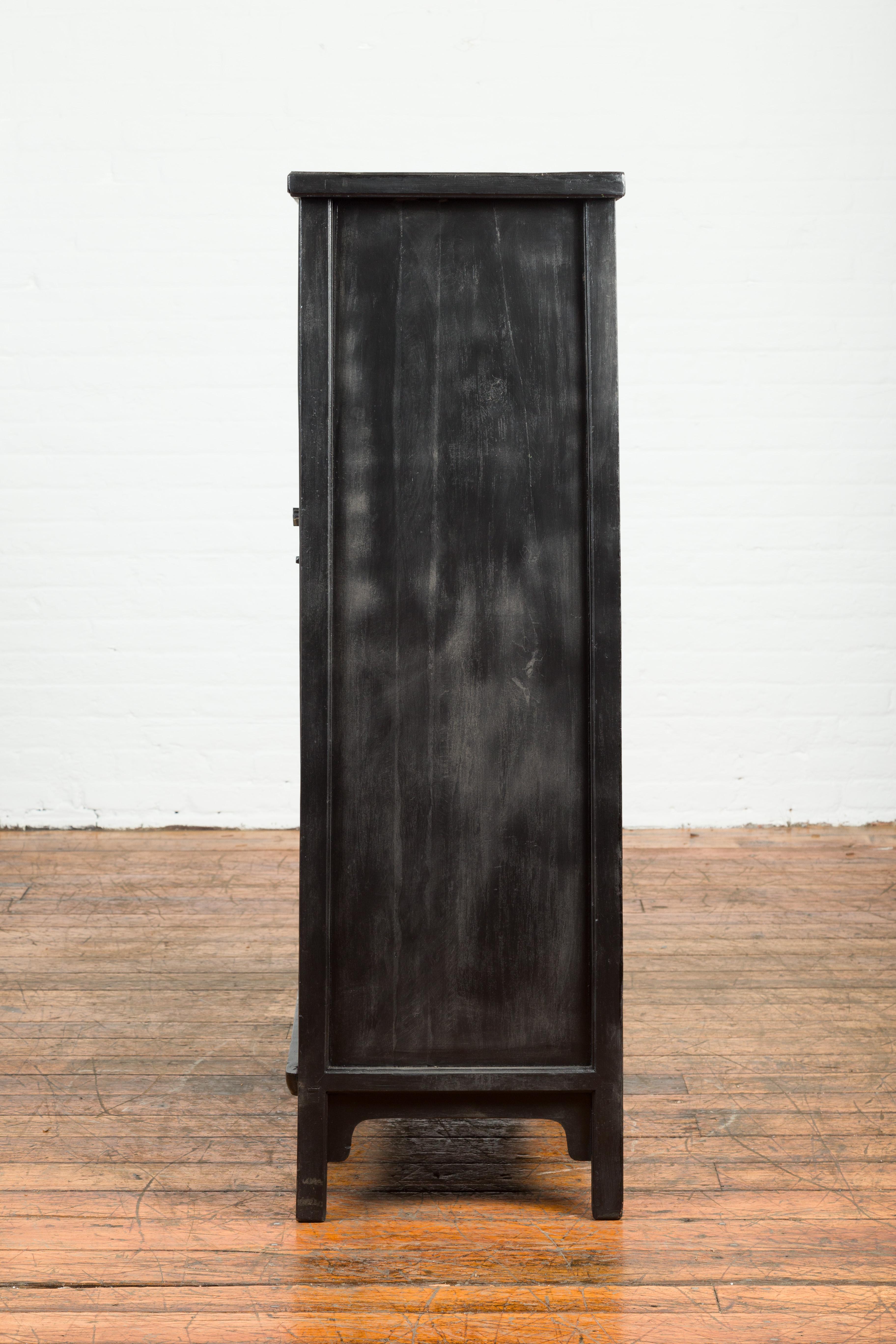 Chinese Vintage Small Cabinet with Tapered Lines and Black Patina 5