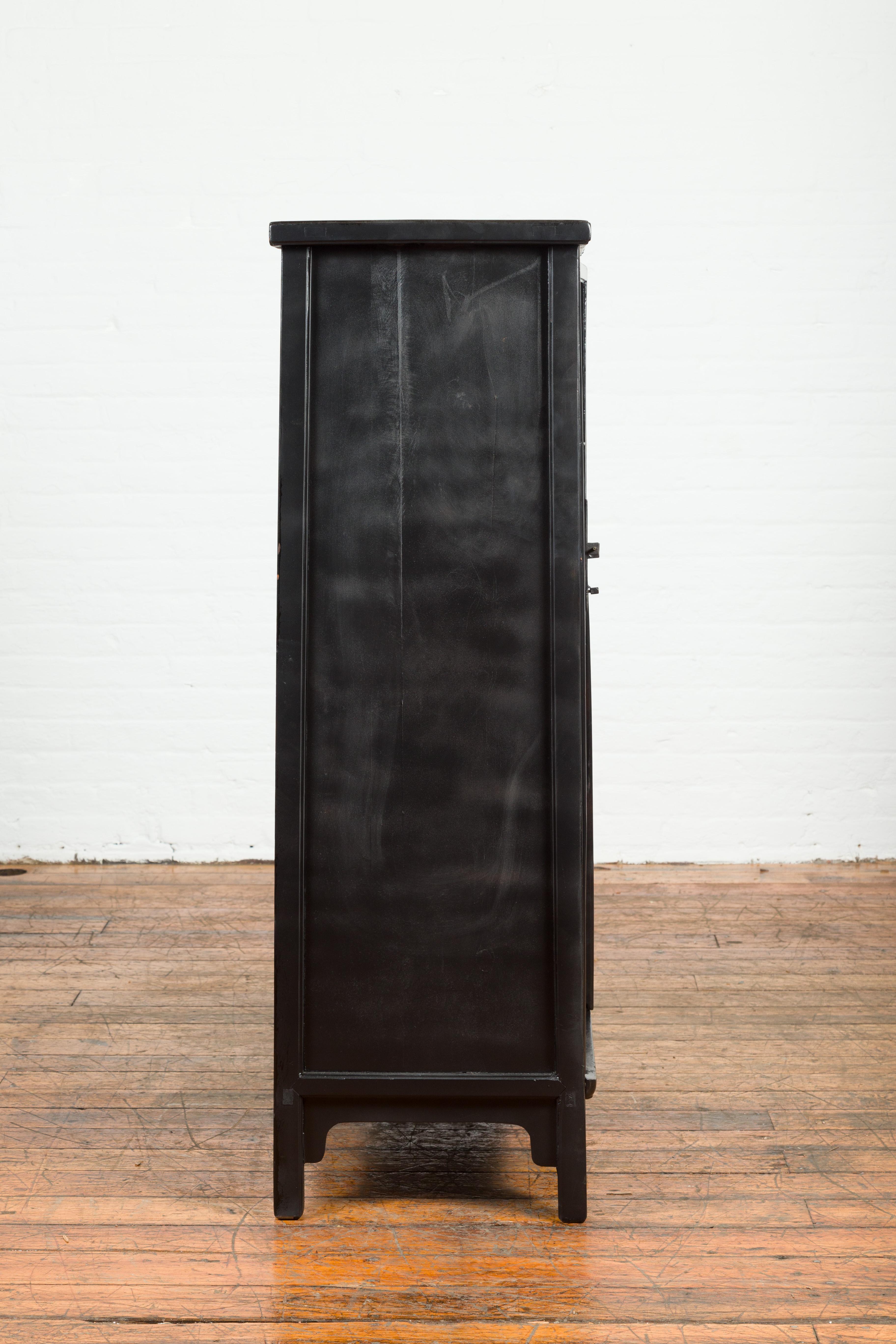 Chinese Vintage Small Cabinet with Tapered Lines and Black Patina 2