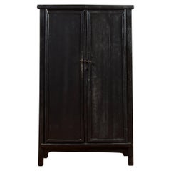 Chinese Vintage Small Cabinet with Tapered Lines and Black Patina