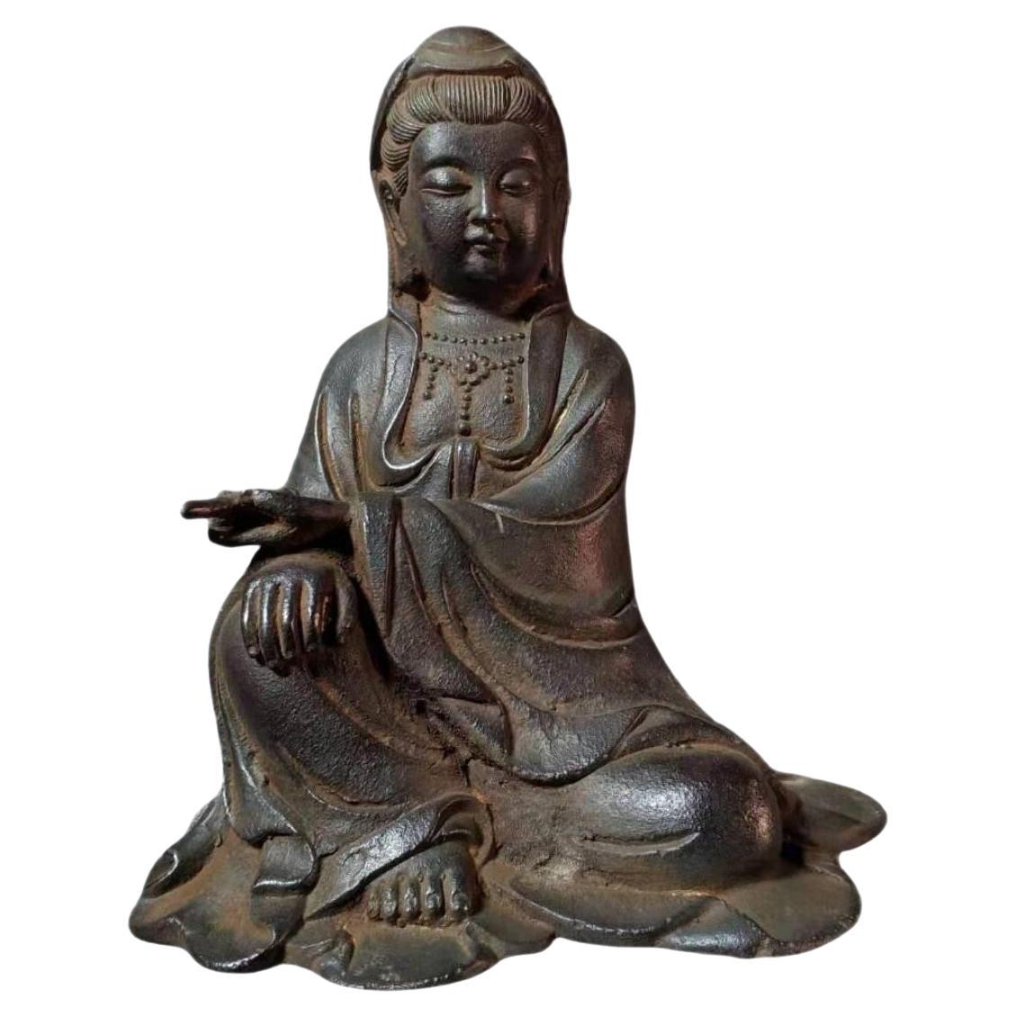 Statue de Bouddha Guanyin vintage des mers du Sud de Chine