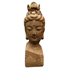 Sculpture chinoise en pierre de la grotte de Dunhuang Mogao Tête d'Apsara