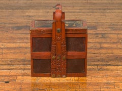 Chinese Vintage Tiered Bamboo and Rattan Lunch Basket with Courtyard Figures