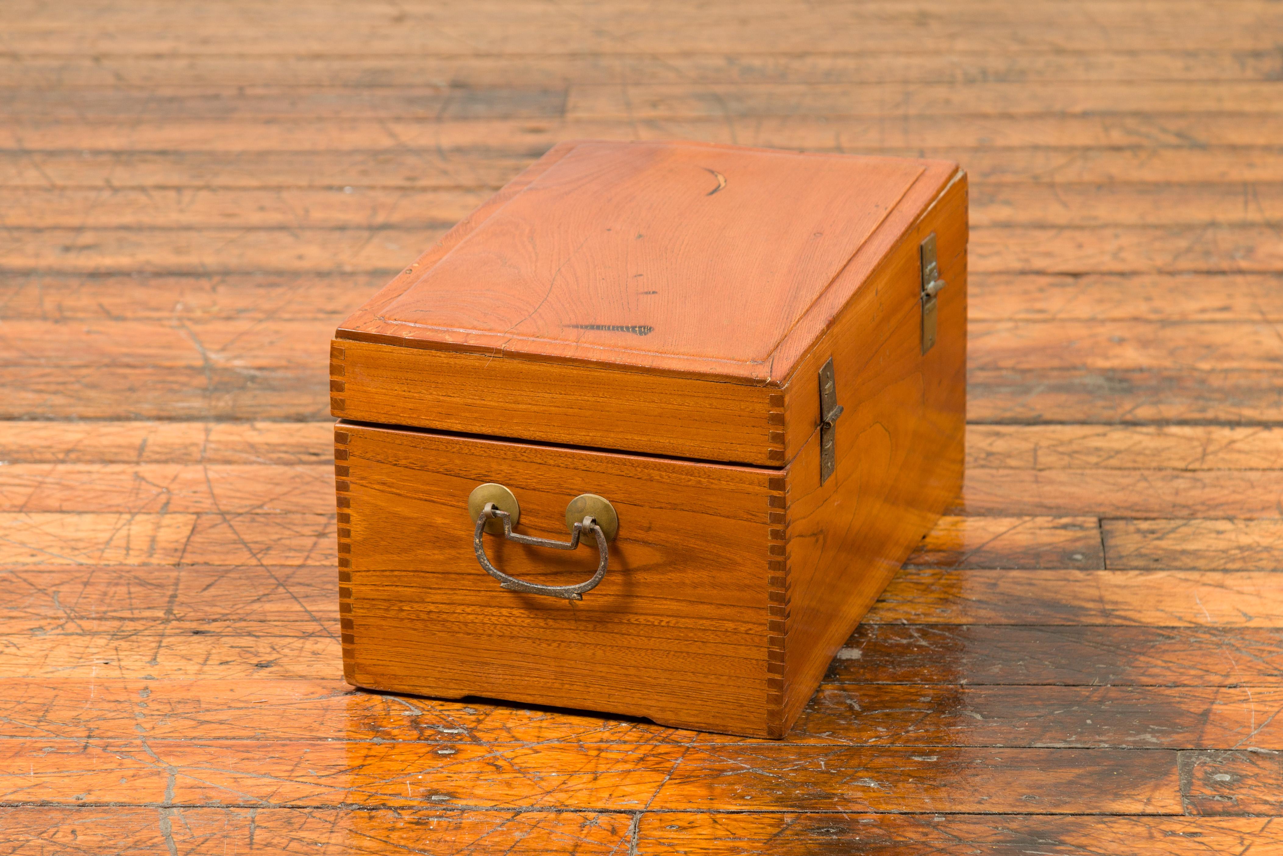 Vintage Wooden Treasure Box with Traditional Bronze Hardware 4