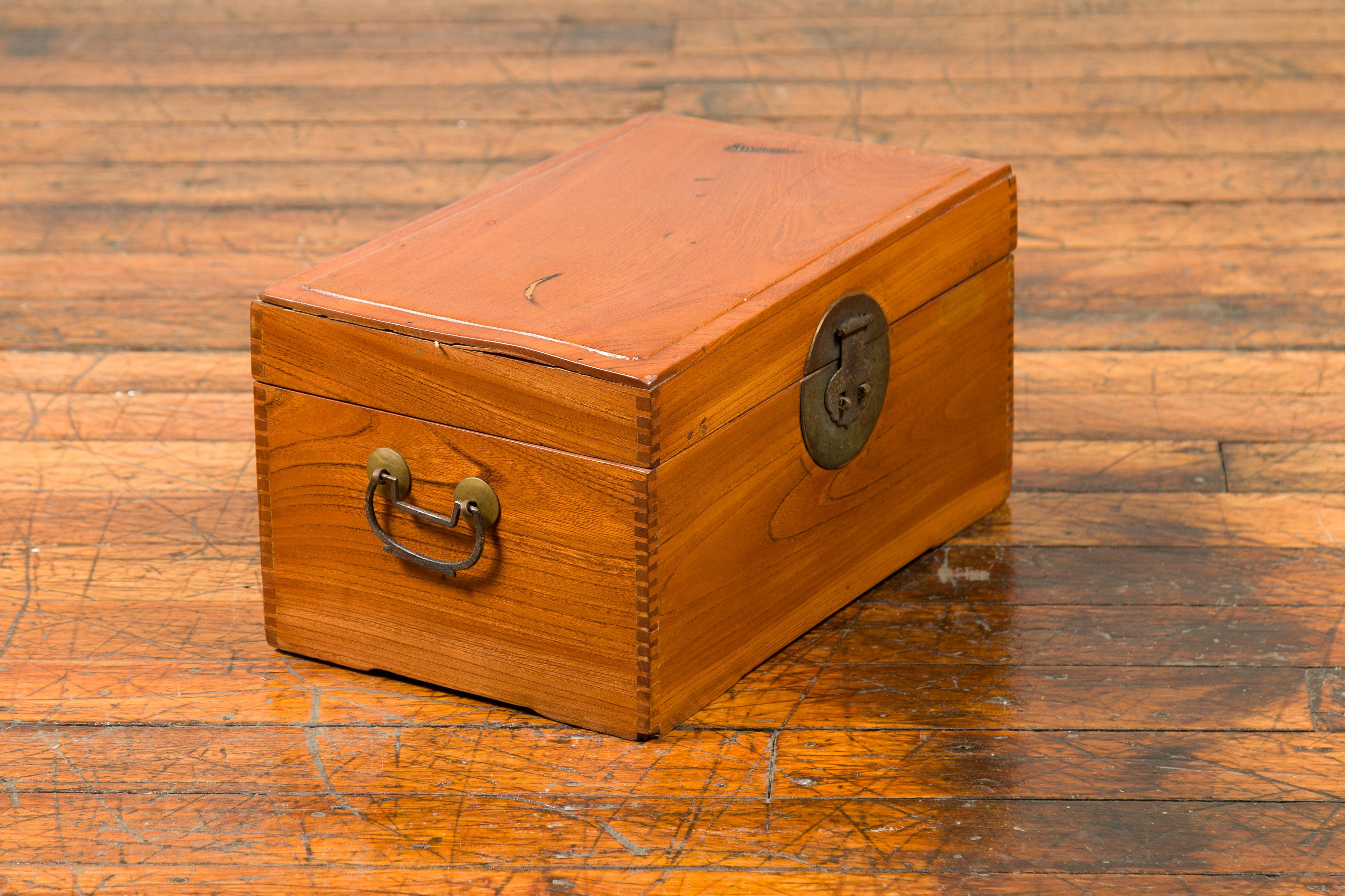 Chinese Vintage Treasure Box with Traditional Bronze Hardware For Sale 1