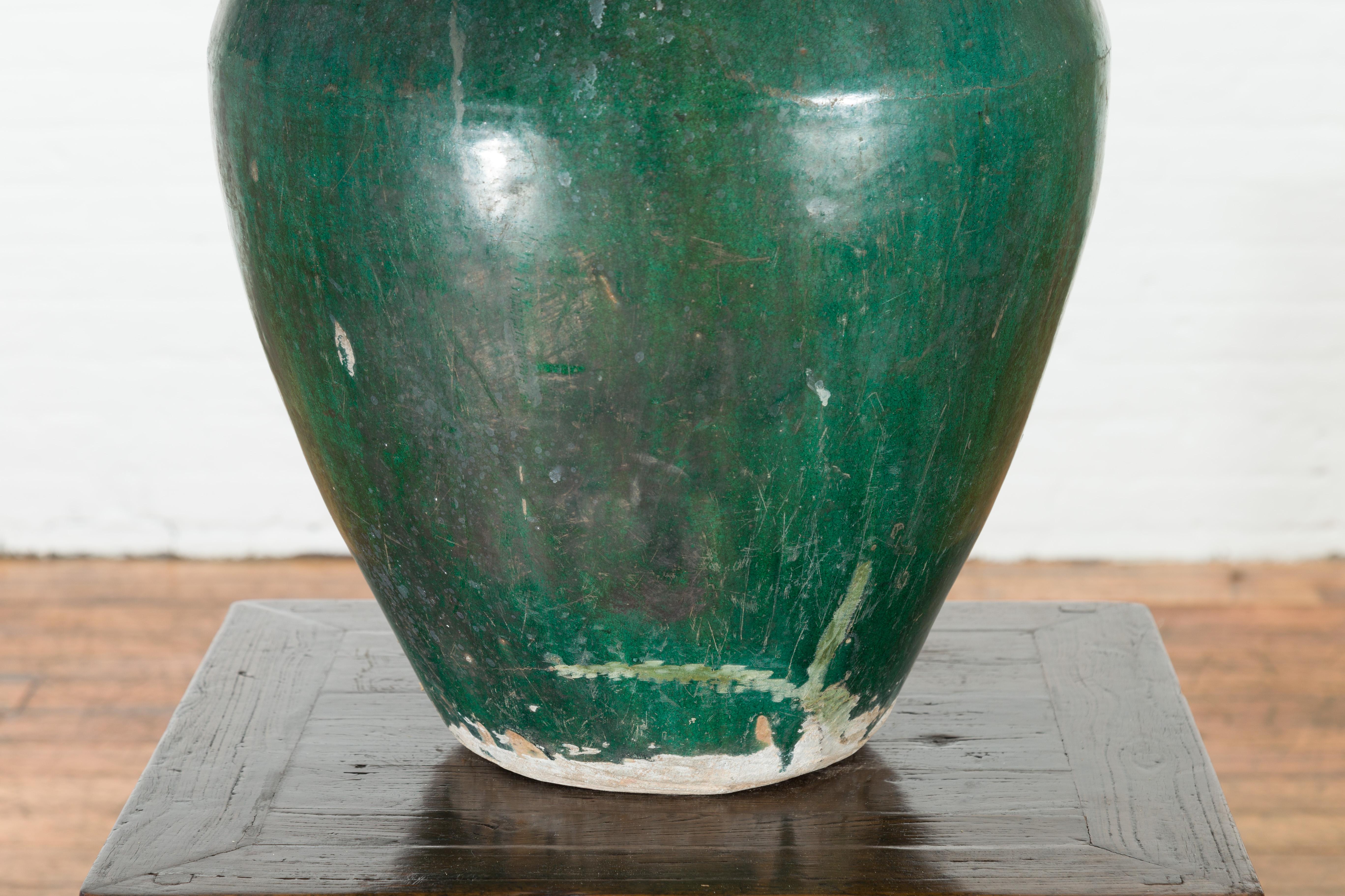 Chinese Vintage Water Jar with Verde Patina and Weathered Appearance 4