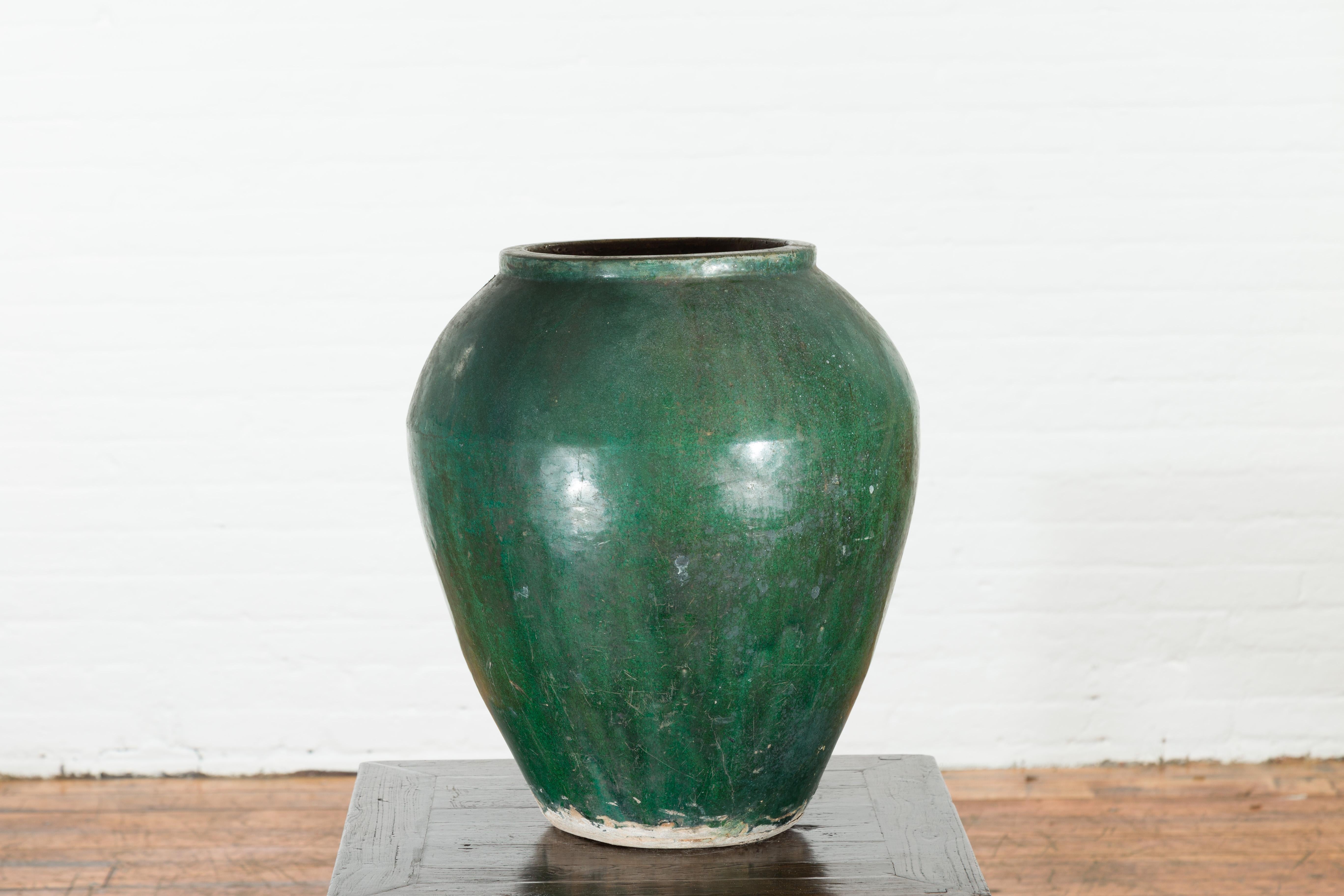 Chinese Vintage Water Jar with Verde Patina and Weathered Appearance 6